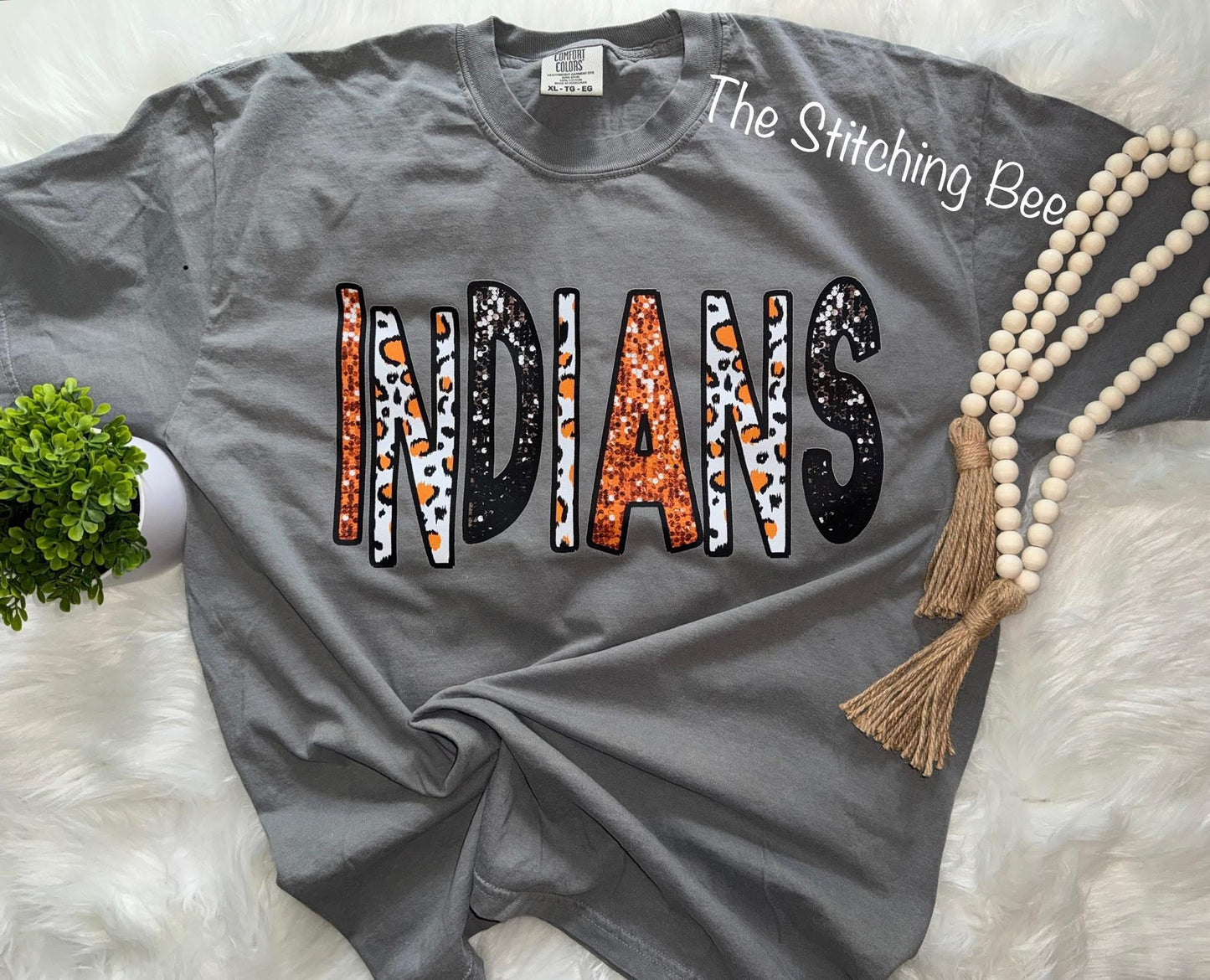 Indians spirit faux sequin tshirt