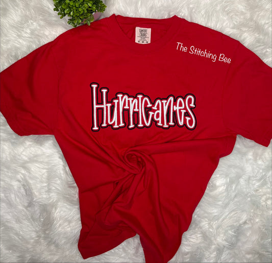 Hurricanes retro script puff with outline