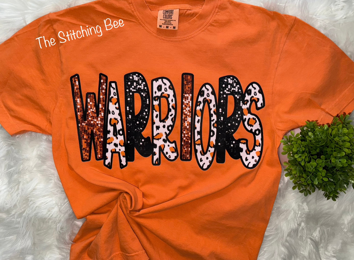 Warriors faux sequin shirt 🧡🖤