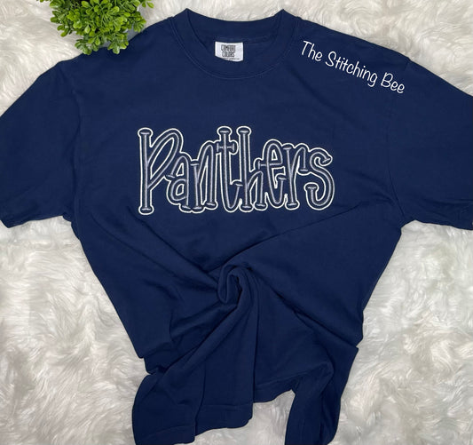 Panthers retro script puff with outline