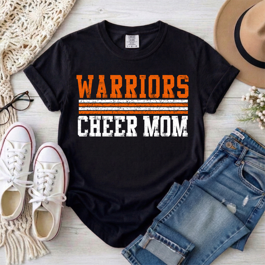 Warriors Cheer Mom shirt🧡🖤
