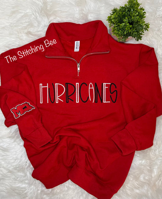 Hurricanes embroidered quarter zip with embroidered sleeve
