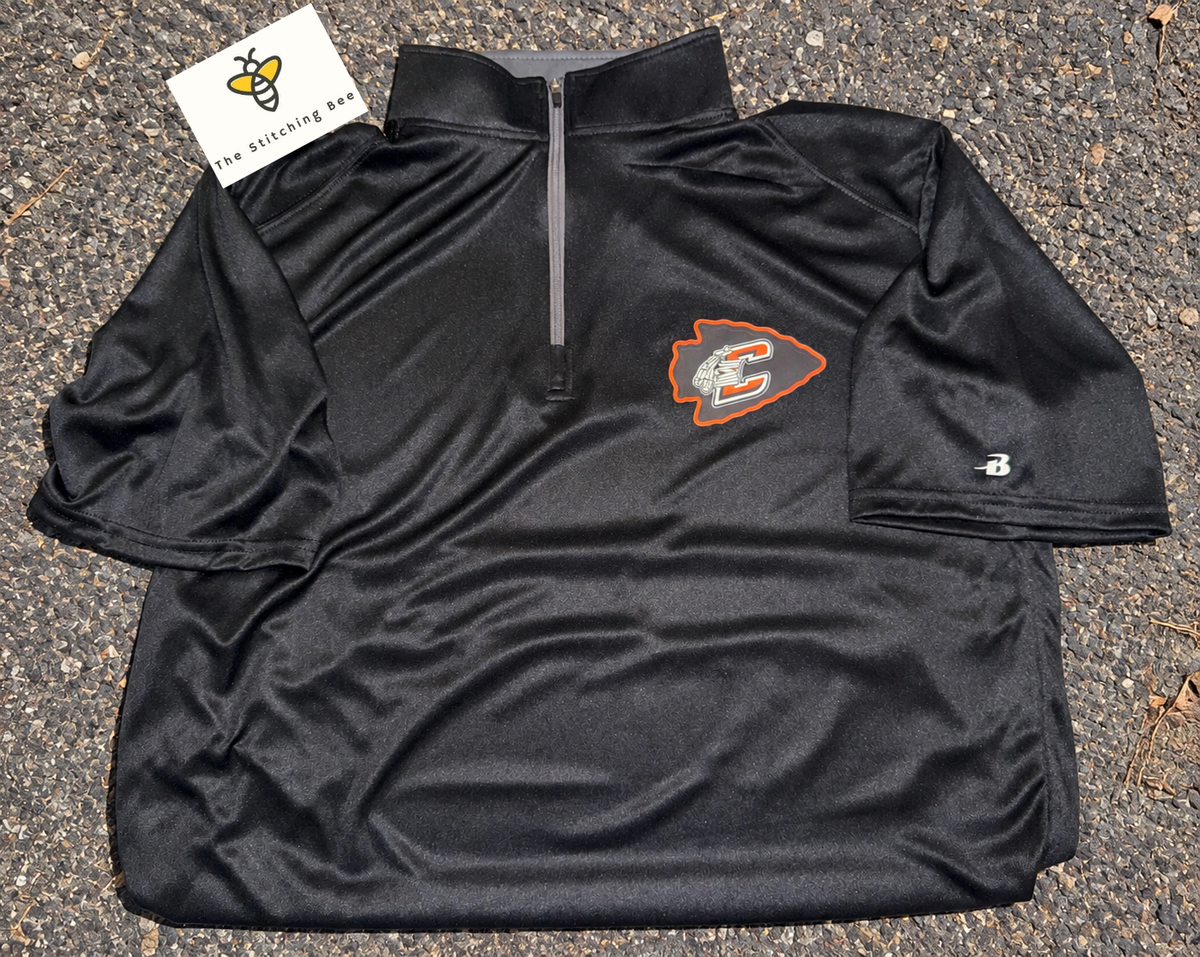 Performance material short sleeve Warriors 1/4 zip