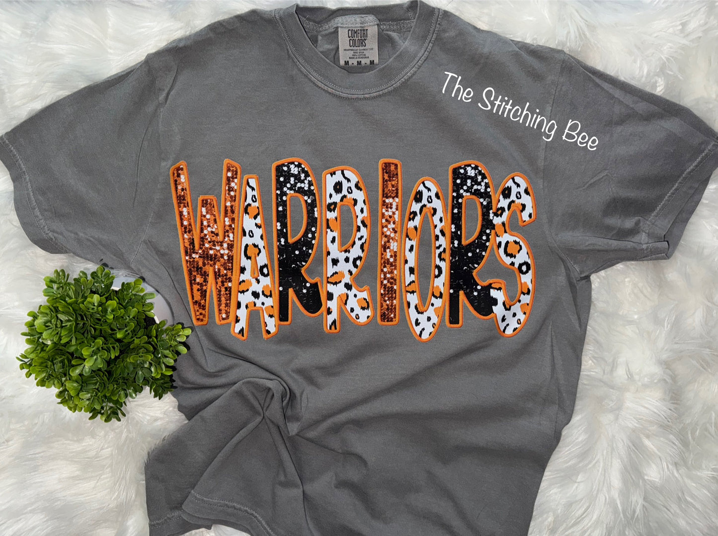 Warriors faux sequin shirt 🧡🖤