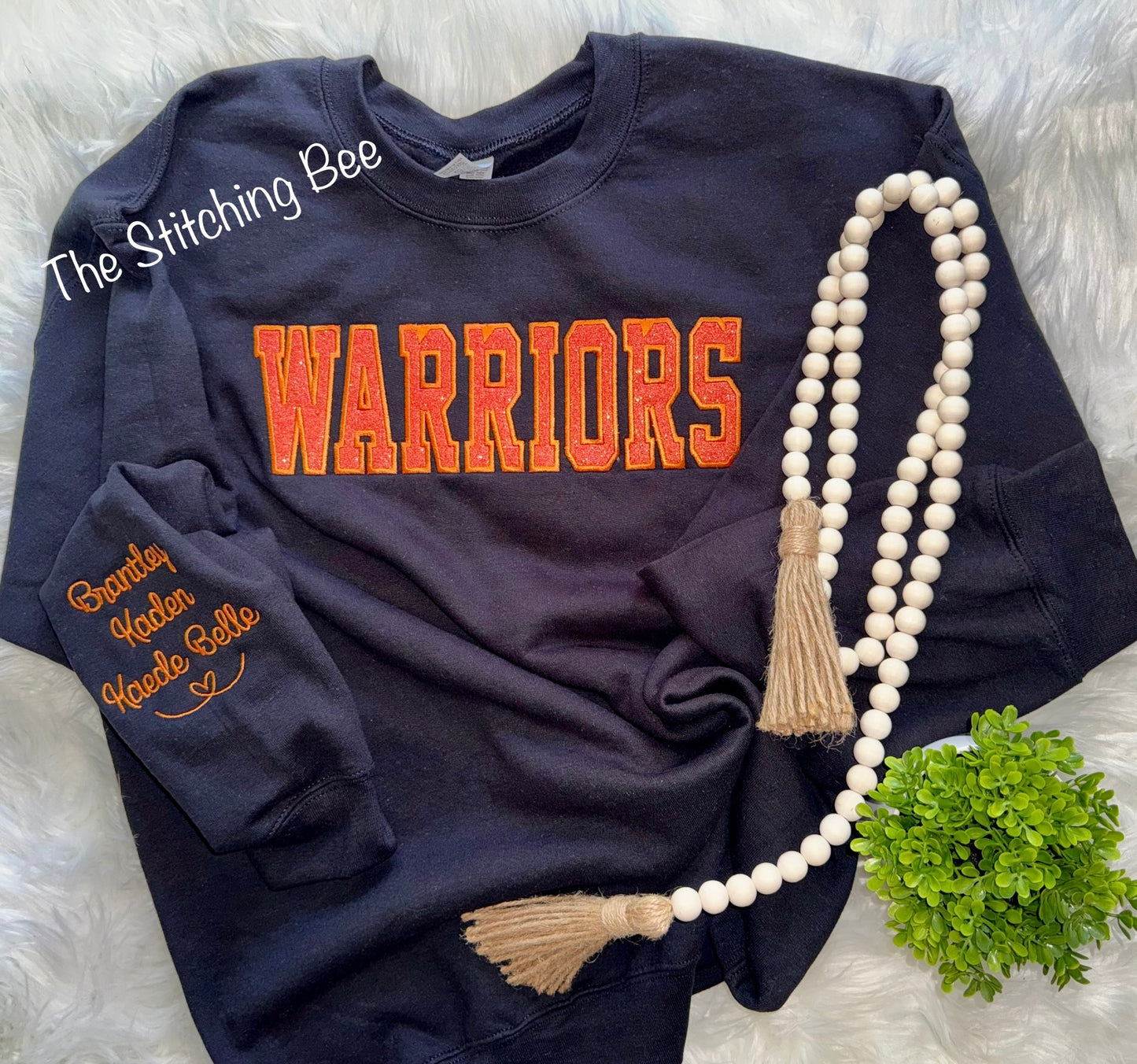 Warriors Glitter applique sweatshirt