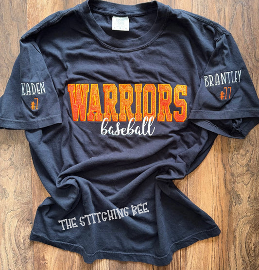 Warriors glitter applique baseball