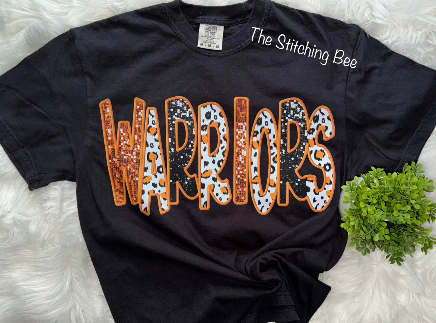 Warriors faux sequin shirt 🧡🖤