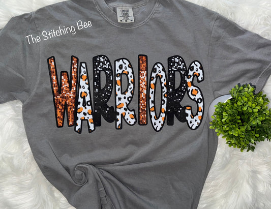 Warriors faux sequin shirt 🧡🖤