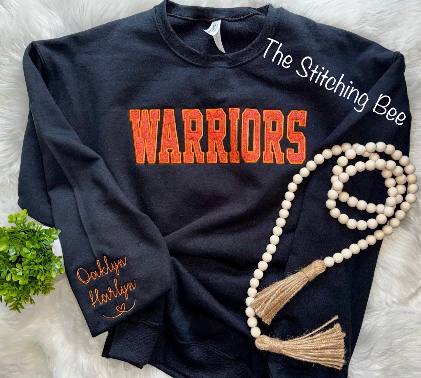 Warriors Glitter applique sweatshirt