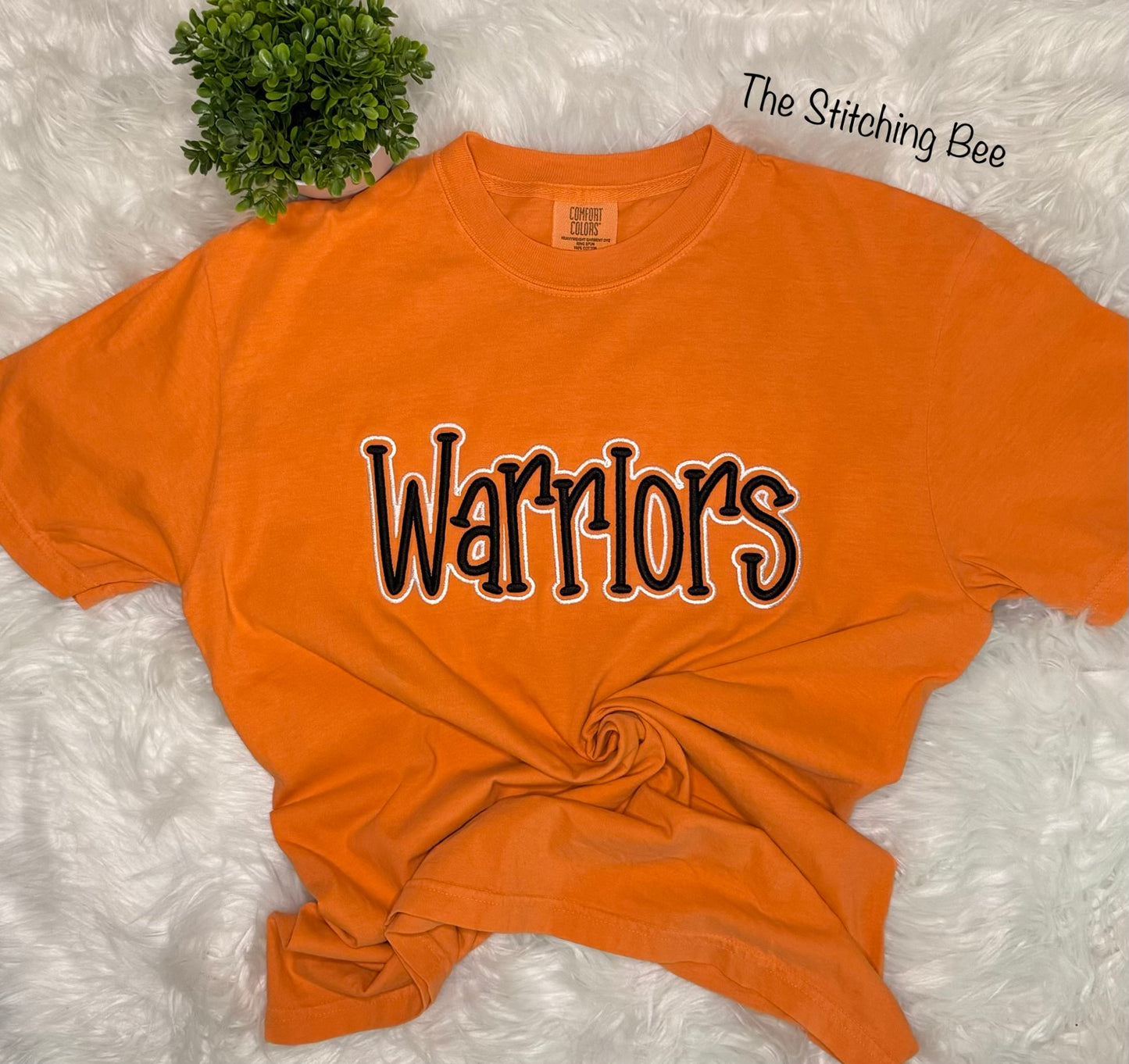 Warriors retro script puff with outline