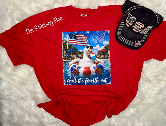 Chill the fourth out on red Comfort Colors