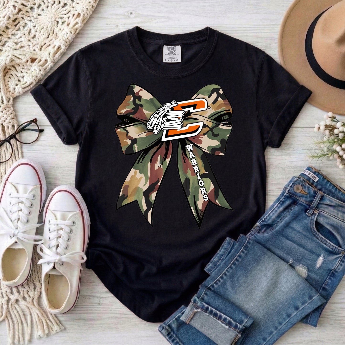 Warriors Camo bow short sleeve tshirt