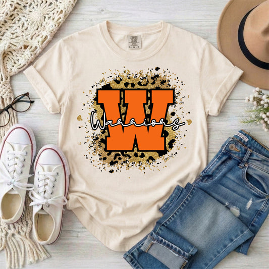 Faux glitter leopard print Warriors short sleeve